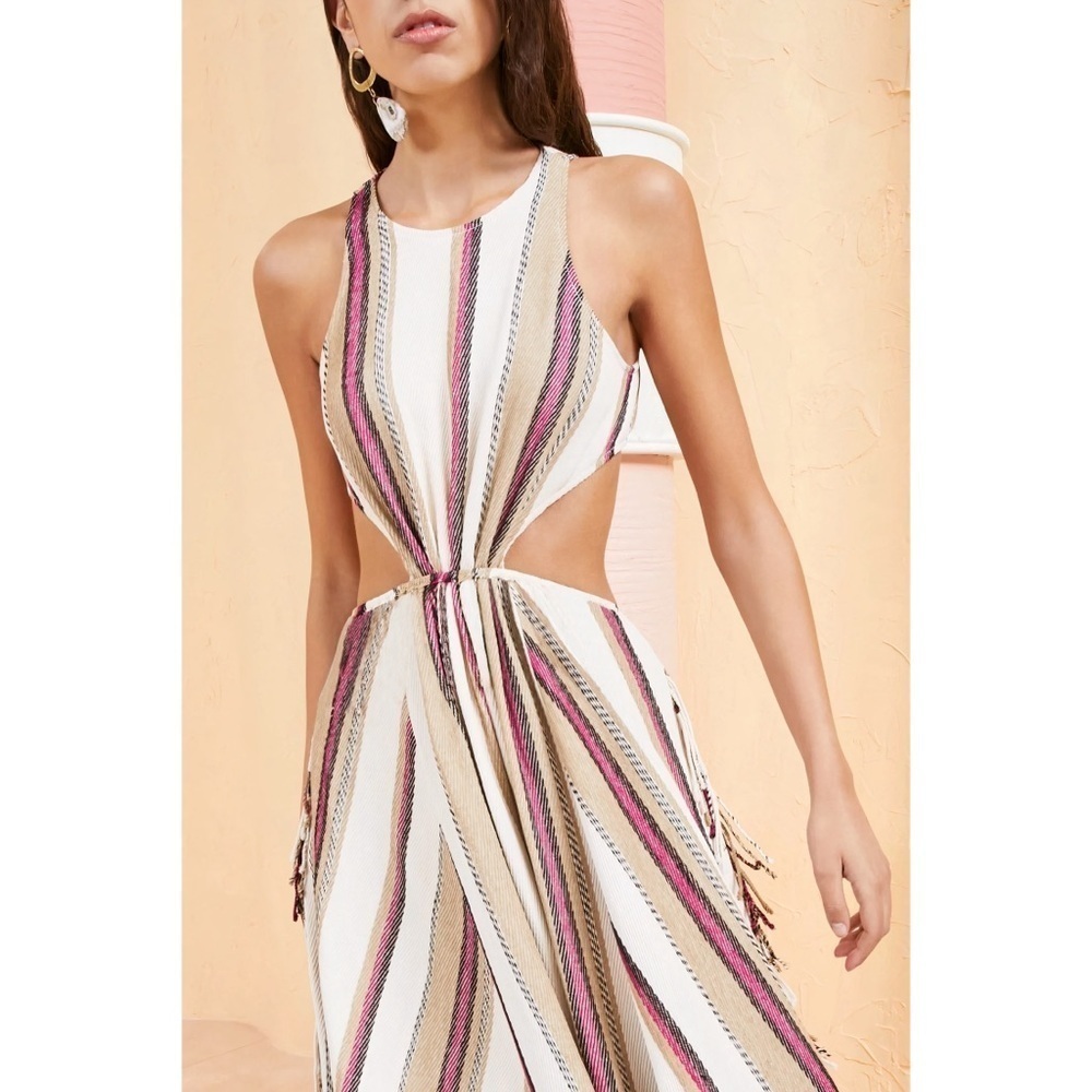 Ulla Johnson Maxi Linen Cut-Out Caterina Striped Dress - Picture 3 of 7